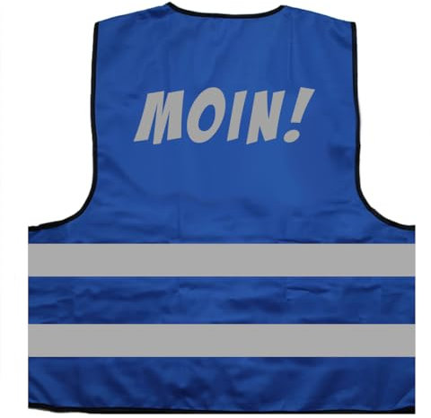 Moin Norddeutschland Warnweste BZW. Signalweste mit reflektierendem Aufdruck - Größe L/XL, Blau