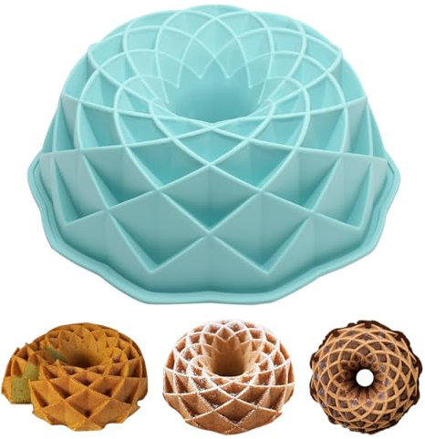 HENGBIRD Molde de silicona para bizcocho de 24 cm, molde de silicona para tartas, pan, hornear, azul