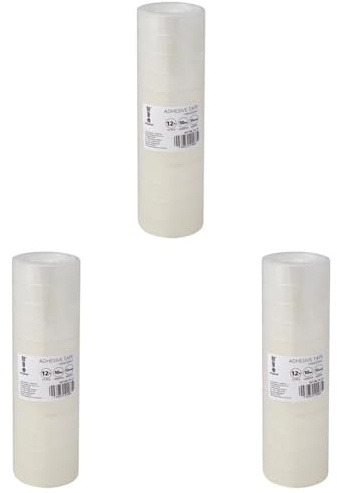 memobe Amex Klebeband - Transparente Allzweckband - Schule Büro Arbeit - Klebefilm beständig haltbar - klarer Tesafilm mit Akrylkleber - Mehrzweck Klebe Rollen - 12mm x 10m, 12 Stk. (Packung mit 3)