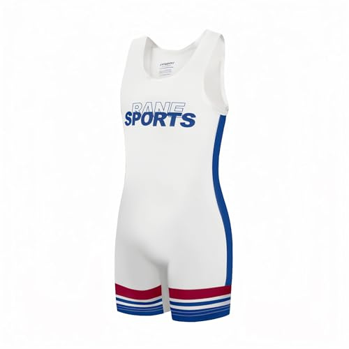 Rane Sports Men's Wrestling Singlets Athletic Supporters Tight Slim Fit Sport Bodysuit Sleeveless Wrestling Leotard Jumpsuits Weightlifting Clothes White side Blue L