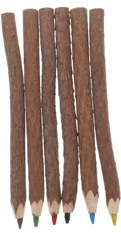 HORIALENCE 6 Stück-pack Bunte Holzstifte mit Rustikalem Zweig Design aus Natürlichem Holz Leicht und Tragbar als Mitbringsel für Camping und Waldpartys für Erwachsene und Kinder