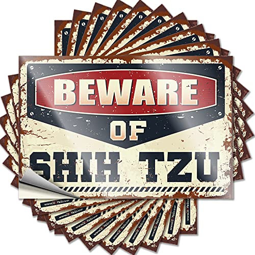 Tool Decal Beware of Shih Tzu Funny Sticker 10 Pcs Funny Signs for Bedroom Tool Box Stickers(6X9CM)