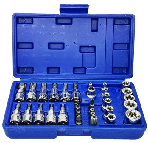 Kfz Werkzeug 34-teiliges 1/2-Zoll-Steckschlüssel- Und Antriebswerkzeug-Set, Mechaniker-Werkzeug-Set, Metrischer Antriebs-Steckschlüsselsatz Werkzeugkoffer