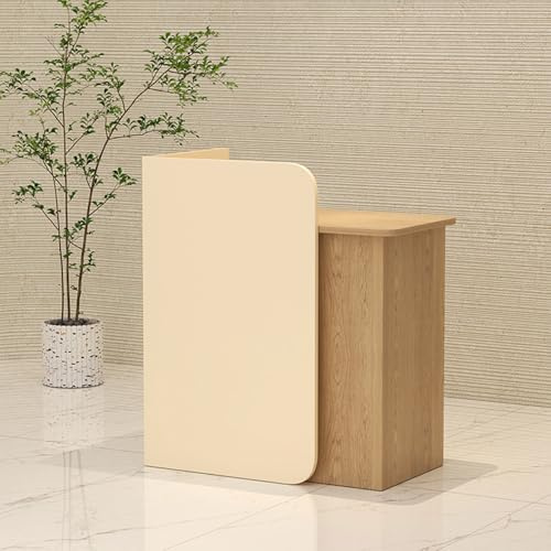 yurstcggh L-shaped Checkout Counter,Front Desk Reception Counter with LED Lights and Lockable Drawer,With threading hole, for Supermarket Convenience Store Hotel,Office,Salon,Boutique,Spa 80×45×95cm