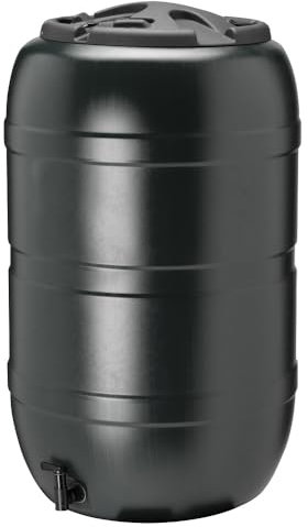 Bowers Bargains Water Butt with Tap and Lockable Lid, 210L Capacity, Black