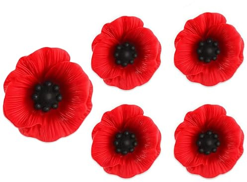 5Pcs Poppy Badges and Pins 2025 Lest We Forget Poppy Brooch for Remembrance Day Red Flower Brooches for Women and Men