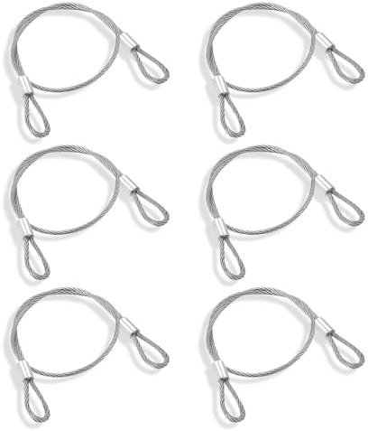 6 stycken stålrep med öljetter, säkerhetskabel rostfritt stål, slingkabel, vajer justerbar kabelupphängning, vajerrep för cykellås, dörrlås, bagagelås, 30 cm x 2 mm