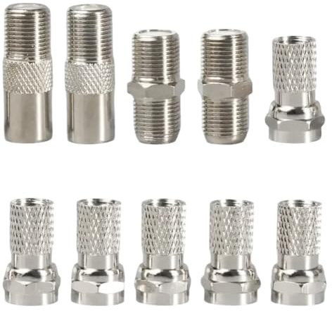 SuriNexCentrics Waterproof F-Type Connector for RG6 Coaxial Cable, Nickel-Plated, Compatible with Sky, Freesat, Virgin Media