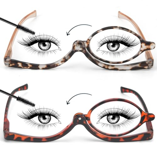 SEEKEY 2 Pack Makeup Reading glasses for Women,One Eye Cosmetic Readers Rotating Lens, Makeup Readers for Women with Spring Hinge +3.5