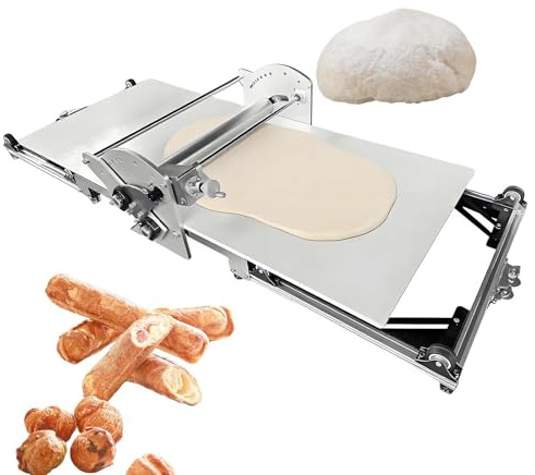 QFGain Sfogliatrice Elettrica, Stendipasta Professionale con Controllo dello Spessore da 2 A 30 Mm per Ristoranti E Bar | Pannello in PVC 45X90 Cm, con 2 Staffe