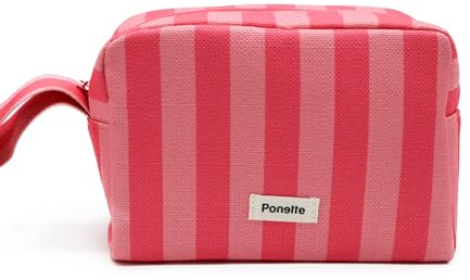 PONETTE - Neceser Menorca – con Cremallera Resistente y asa – Gran Capacidad, Plegable y Ligero – Diseño Actual a Rayas – Bolsa de Aseo Playa, Piscina, Viaje, Gimnasio y Uso Diario – Marca Española