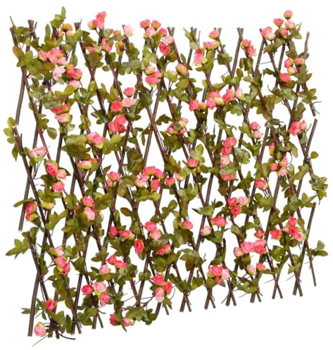 Mokuyary Lot de 5 treillis avec lierre artificiel extensible 180 x 60 cm Clôture brise-vue pour jardin, décoration extérieure