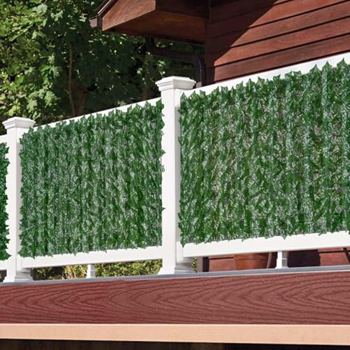 Brise-vue extensible en faux lierre pour extérieur et intérieur - Haie de feuilles artificielles rétractables en polyéthylène résistant aux UV - 180 x 22,9 cm (L x H) (A)