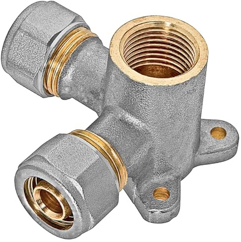 MegaHaustechnik Wandwinkel Doppelt mit 1/2 Zoll Innengewinde IG Schraubfitting für Mehrschichtverbundrohr 16x2 mm (AußenØ x Wandstärke) aus Messing Verschraubung Trinkwasser geeignet