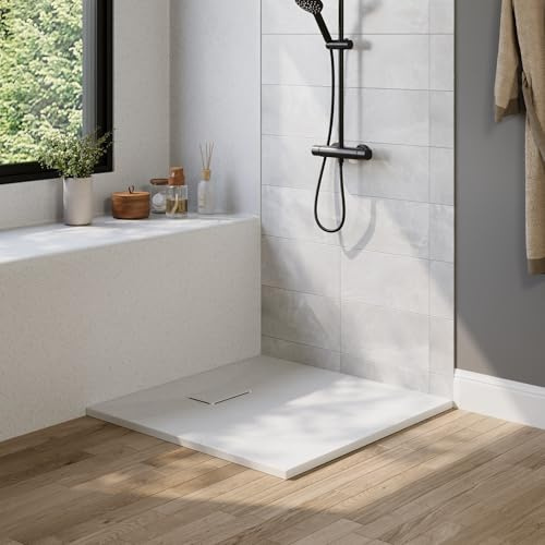 DeerValley Duschwanne 90x90cm – SMC rutschfest mit Ablaufgarnitur 90mm Duschtasse bodengleich zuschneidbar belastbar flach Duschablauf Dusche barrierefrei