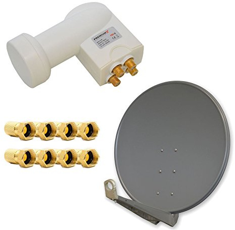 Premium X Deluxe SAT Anlage für 4 Teilnehmer 100cm Satellitenantenne ALU Anthrazit mit Quad LNB inkl. 8X F-Stecker