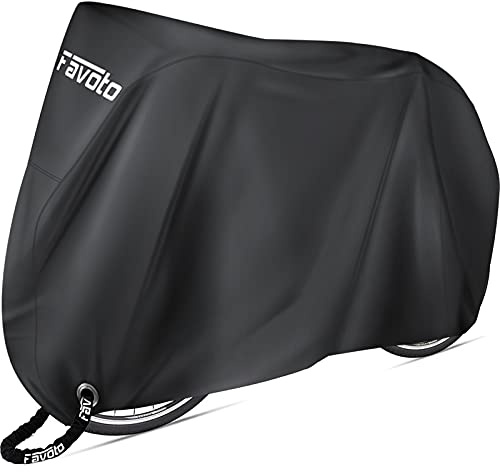 Favoto Bike Cover Waterproof Outdoor Storage for 1 or 2 Bikes Bicycle Cover Heavy Duty Rain Sun UV Dust Wind Proof with Storage Bag Bike Tarp for EBike Mountain Road City Bike, Black