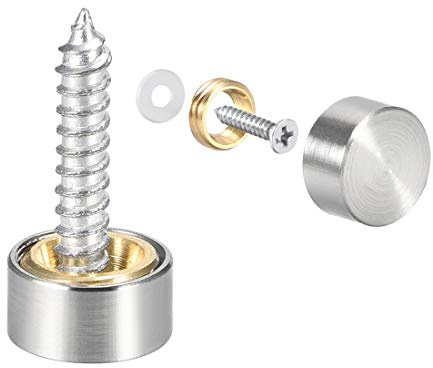 sourcing map 2Pcs Cache Vis Miroir Décoratif Capuchons Couverture 10mm | Clous, Acier Inox, Brossé