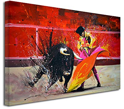 DECLINA Großformat, Kunstdruck auf Leinwand, Wandbilder Dekoration für Wohnzimmer, modernes Leinwand, Kunstdruck auf Leinwand Toro, 50 x 30 cm