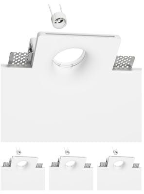 ledscom.de 4 pièces plafonnier encastré GIEDI, plâtre, blanc mat, 12 x 12cm, 1x GU10 max. 15W