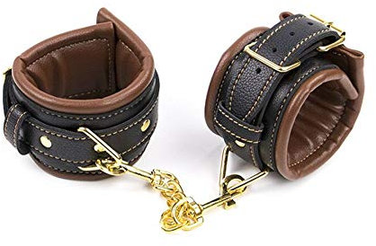 Hochwertige Goldene Kette Handschellen/Sex Fußfesseln - Erotik Fessel Spielzeug - Hände und Füße fesseln - SM Bondage Fesseln (Braun, Fuß)