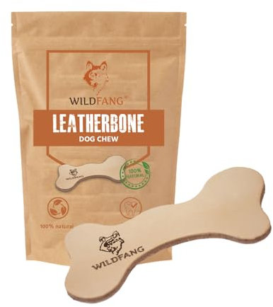 Wildfang® Leder Kauknochen Hund, Größe S – zahnpflege Hund, Hundespielzeug, kauspielzeug & kauknochen Welpen – für leichte bis mittlere Kauer (unter 1 kg), 1 Stück