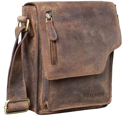 STILORD 'Pete' Umhängetasche Leder klein Männer Schultertasche Vintage Messenger Bag Herren 8,4 Zoll Tablettasche echtes Leder, Farbe:calais - braun