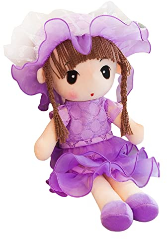 LICHENGTAI Stoffpuppe Babypuppe Püppchen mit Haar, Schöne Puppe Stoffpuppe Plüsch Stofftier Spielzeug Cartoon Deko Toy Geschenk Gift für Kinder Baby Mädchen Plüsch Spielzeug, 45cm