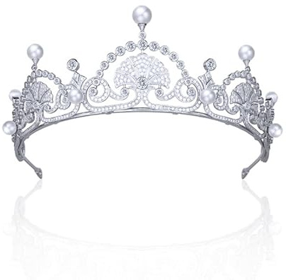 The Lotus Flower Tiara,Classic Europe Royal Replica Pearls Diadem for Wedding,Women's Hair Accessories