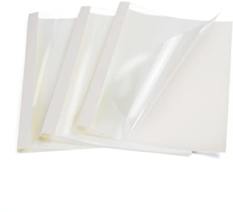 RAYSON Thermobindemappen, 12 mm, bindet bis zu 100 Blatt, A4, weiß, 125-Mikron-Kunststoff-Vorderseite für Heißbinder, Packung mit 25 Stück