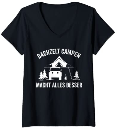 Damen Dachzelt Camping Naturbegeistert Nomade T-Shirt mit V-Ausschnitt