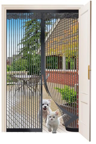 Fly Screens for Doors JANORS Magnetic Fly Screen Door, Magnetic Soft Screen Doors, Encrypted to Prevent Bug, Full Frame Magic Tape, Magnet Silent Closure, No Punching 90 * 210cm (Stripe)