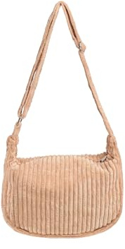 Ulisty Damen Klein Cord Hobo Tasche Breiter Gurt Umhängetasche Schultertasche Lässig Messenger Schulranzen Handtasche Tägliche Tasche Khaki