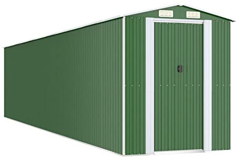 XIAOGUANG Geräteschuppen, Gerätehaus, Fahrradgarage, Gartenhütte, Fahrradunterstand, Gartenhäuschen, Garten Hütte, Fahrrad Unterstand, Grün 192x938x223 cm Verzinkter Stahl