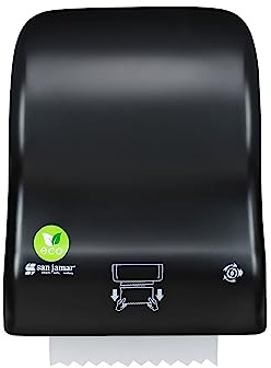 San Jamar Ecologic Simplicity Recycled Plastic Manual Paper Towel Dispenser, Auto Cut Towel Dispenser, Wall Mounted Dispenser with Zero Waste for Home and Business, Black