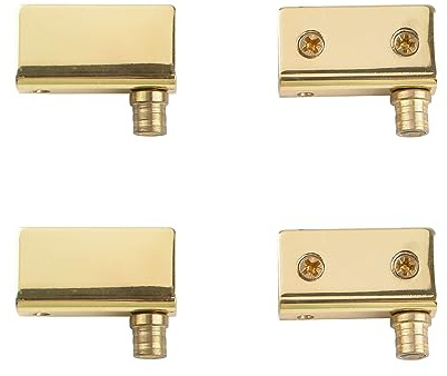 UFURMATE Bisagra pivotante, kit de reemplazo de bisagras de gabinete de puerta de vidrio con pinza ajustable para puerta de vidrio sin marco, 4 piezas, oro, para puertas de vidrio de 3-8mm de libre