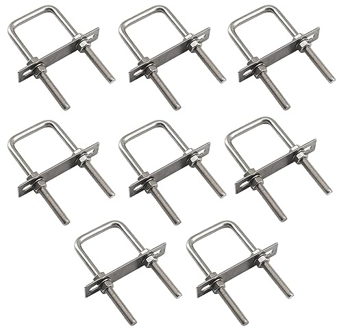 (8 piezas) M6 x 30 x 46 pernos cuadrados en U con tuercas y placas de marco, pernos cuadrados en forma de U de acero inoxidable 304 resistentes para remolque de barco