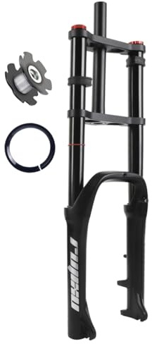 20 Tum Fet Gaffel Cykel Luftfjädrande Gafflar För 4.0 Feta Däck, Resor 110mm Justerbar Rebound Dubbel Axel Framgaffel 1-1/8 Skivbroms QR 9x135mm (Color : Black, Size : 20inch)