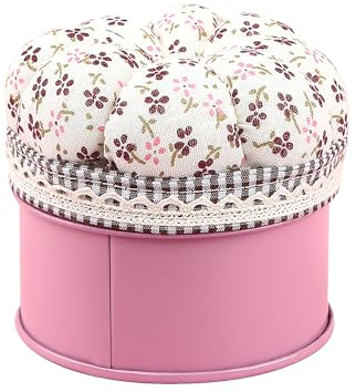Lezevn Pumpkin Shaped Pin Cushion with Storage Box Tinplate Box Needle Cushion Sewing Crafts Accessory Stitch Needlework Supplies(White)