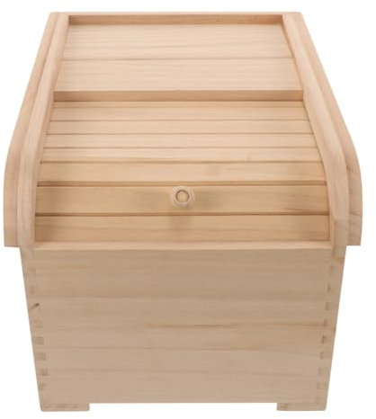 HOLIDYOYO Wooden Rice Storage Container Sliding Lid Sealed Dry Food Bin for Rice Flour and Capacity Moisture Design