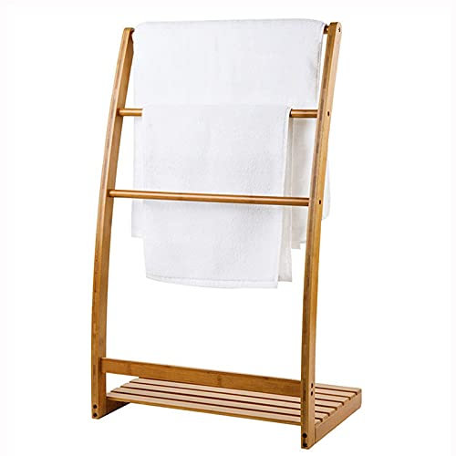 towel holder Bamboo Towel Stand with 3 Rails Freestanding Shelf for Towels Durable and Modern Design (85 x 50 x 32 cm)
