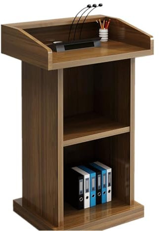 XDAWQP Einfache Rednerpult Holz Podium Stand Mit 2 Offenen Speicher Kanzeln Für Kirchen Podien Rezeption Moderne Stehend Rednerpult，60 * 45 * 110CM