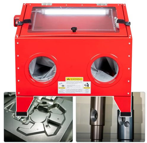 Ostreemaner 90L Tisch-Sandstrahlgerät, 125PSI Druckluft-Sandstrahlen, Mit Spritzpistole/LED-Licht/4 Düsen, Zum Entfernen Von Farbflecken Und Rost