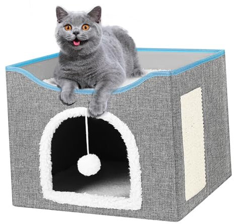 Milisten Cat House Für Indoor-Katzen Faltbares Katzenbett Mit Kratzbrett Doppelstöckige Karton-katzenhütte Minimalistisches Design Katzen-Essentials Für Drinnen
