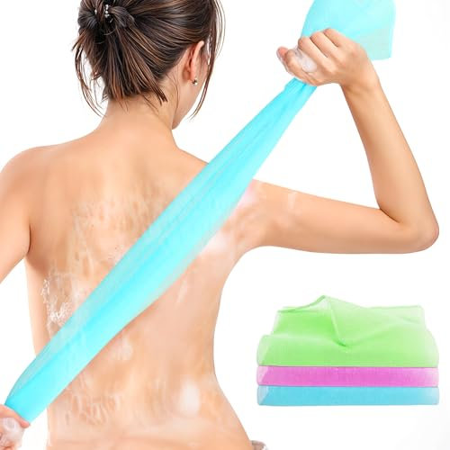 3 Stück Rückenschrubber Luffa Schwamm für Dusche Peeling Scrubber Schwamm Doppelseitiger Rückenpeeling Waschlappen Sponge Bath Shower Körperpeeling Rücken Waschhilfe zum Entfernen Abgestorbener Haut