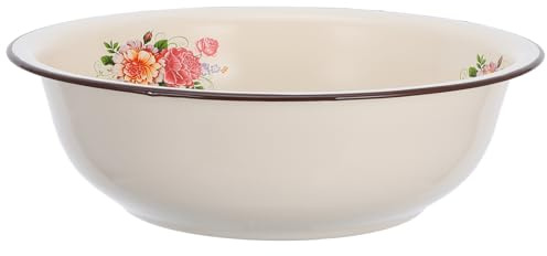 COLLBATH Große Emailleschüssel 30cm Vintage in Beige, Tiefes Becken | Emaillierte Rührschüssel, Große Kapazität, Glatte Oberfläche, Pflegeleicht und Robust