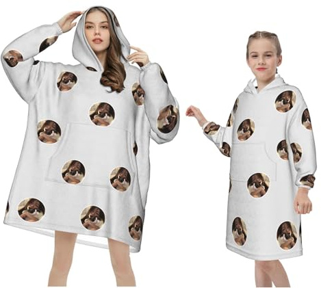 RoPox Personalisierbare tragbare Decke, Hoodie, Übergroße Kapuzen Ärmeldecke mit Taschen, Superweiche und Warme Flanell Decken Hoodie, for Erwachsene Männer Damen Teenager