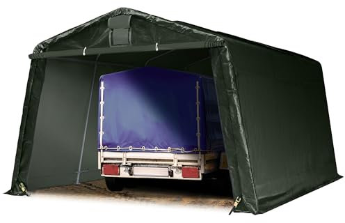 TOOLPORT Tendone Garage 3,3x4,7 m verde PE 600 N Costruzione Stabile in Acciaio Garage per Moto
