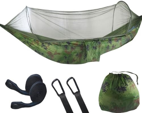 Doppel Camping Hängematte mit Moskitonetz Leichte Tragbare Hängematte für 2 Personen Hängende Hängematte Schaukel 290x140cm Perfekt für Outdoor-Abenteuer und Reisen