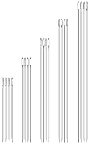 20 Stück Lang Stopfnadel,Nähnadeln,Sticknadeln,mit Großem öhr,Nadel,Lange Professionelle Extra Polsternadel Einfach Einzufädeln,Matratzennadel,Große zum Nähen von Leder,für Möbelleder Wandteppich